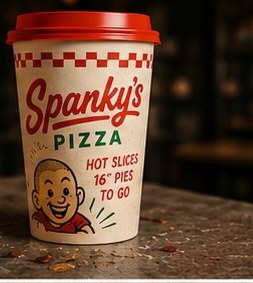 Spanky's Pizza branded soft drink cup